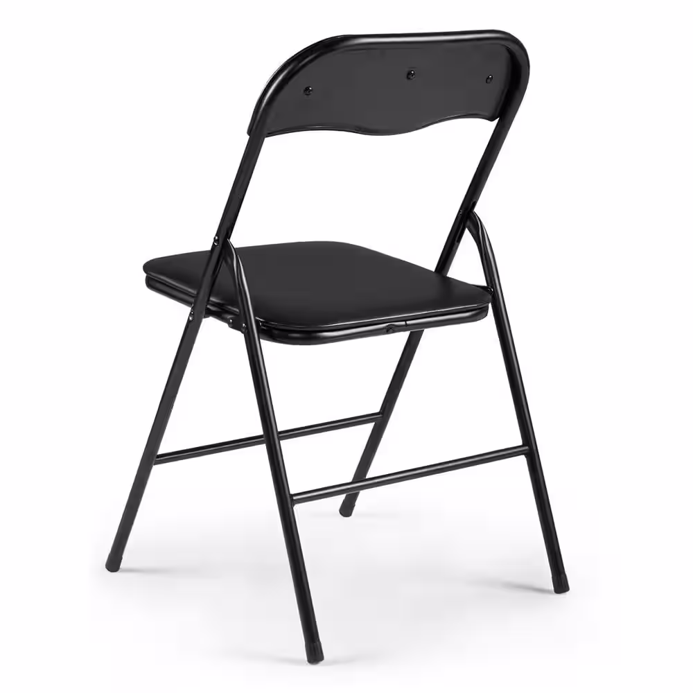 None Black Metal Plastic Folding Chair (Set of 6)