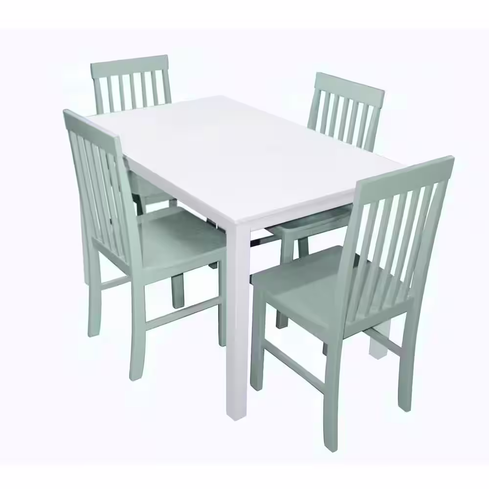 Walker Edison Furniture Company 5-Piece Modern Farmhouse Dining Room Set - Solid White/Sage