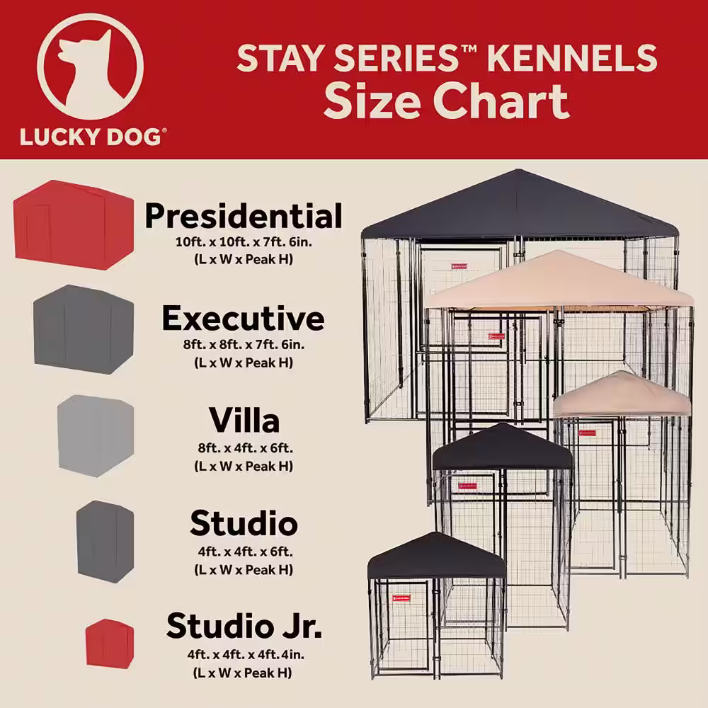 Lucky Dog STAY Series Presidential Steel Grey Kennel (10 ft x 10 ft x 6 ft)