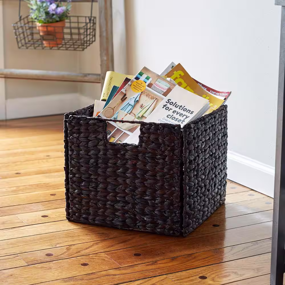 Household Essentials 11 in. H x 13 in. W x 13 in. D Brown Wicker Cube Storage Bin