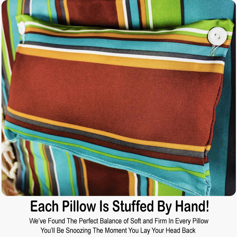 None 2.5 ft. Hammock Chair with Wooden Armrests in Red, Blue and Green Stripes