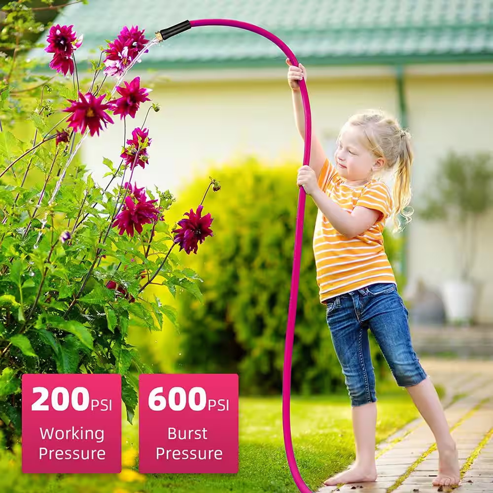 None 5/8 in x 10 ft., Heavy-Duty Durable Anti Kink Flexible Garden Water Hose, All-Weather Lightweight Water Hose