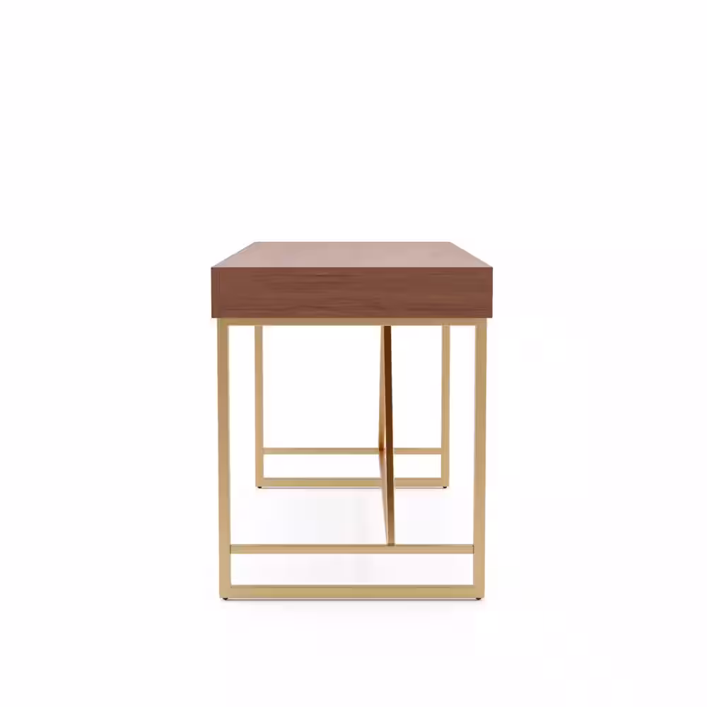 Furniture of America Bendrey 60 in. Rectangle Light Walnut Wood 3-Drawer Writing Desk