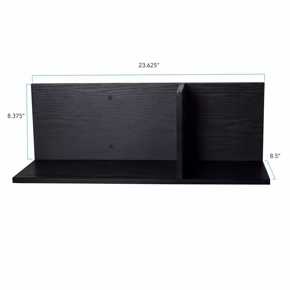 Atlantic 8.47 in. x 23.46 in. x 8.47 in. Black Wood Infiniti Modular Shelf (2-Pack)