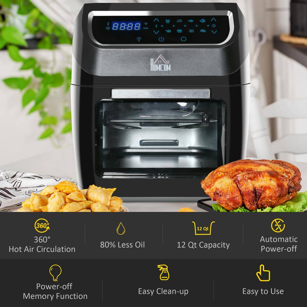 12 qt. Oven Black 8 in. 1Countertop Air Fryers Oven Combo with Air Fry