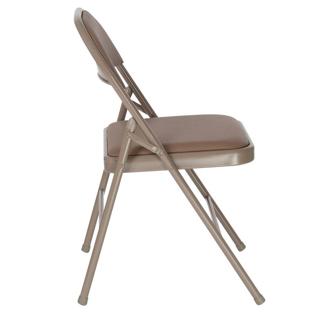 Flash Furniture Beige Metal Folding Chair (4-Pack)