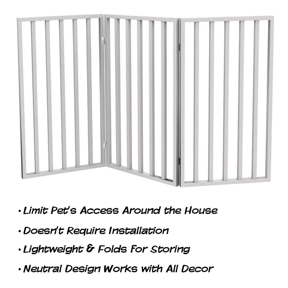 Petmaker 54 in. x 32 in. Wooden Freestanding White Pet Gate