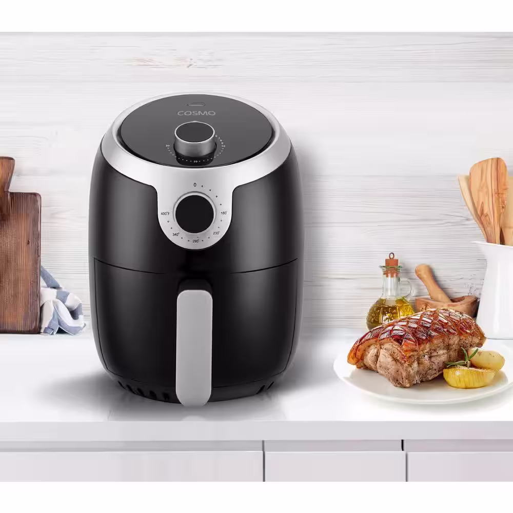 Cosmo 2.3 qt. Electric Hot Air Fryer with Temperature Control, Timer, Auto Shut-Off, 1000W in Black