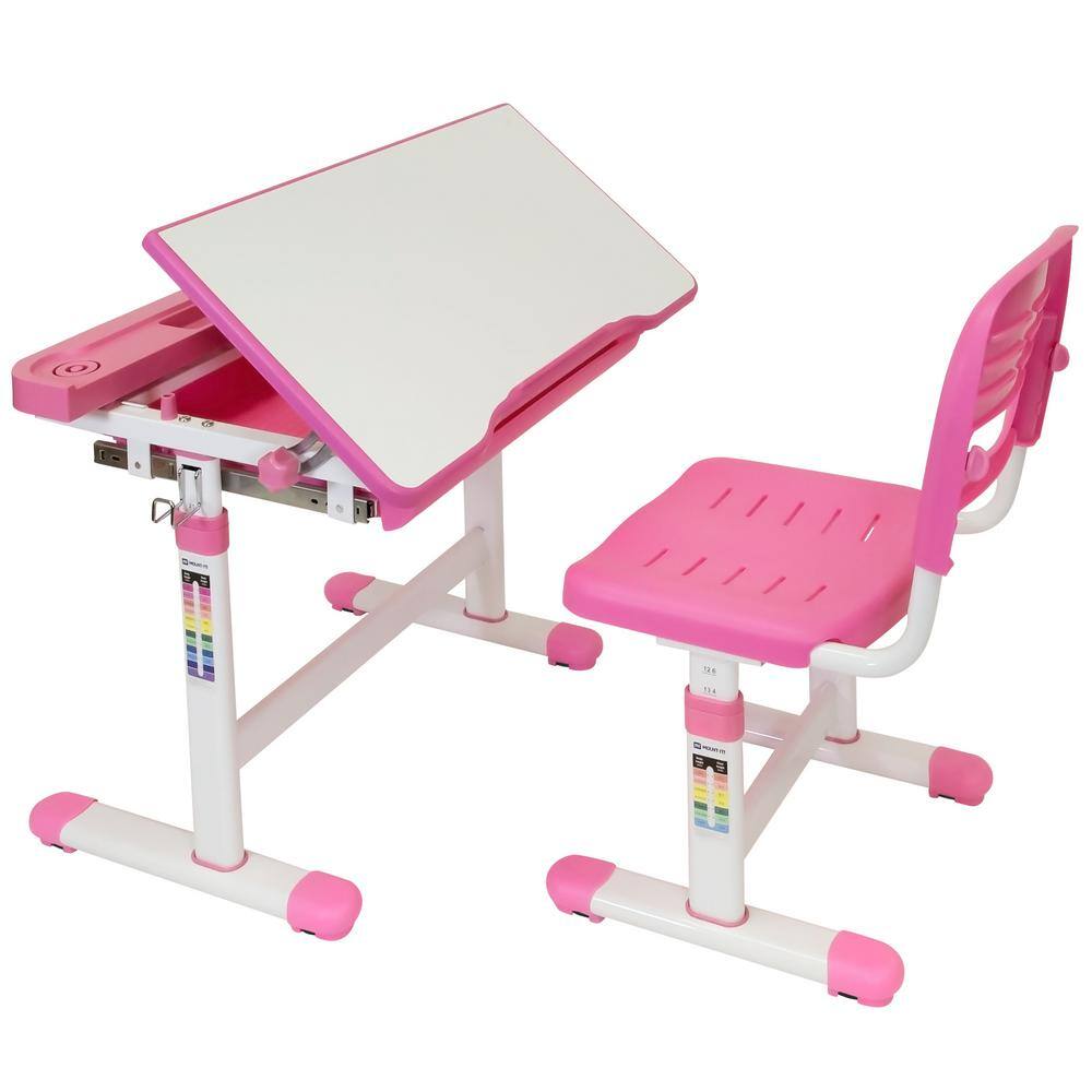 mount-it! Kid's Desk and Chair Set for Ages 3-10 in Pink