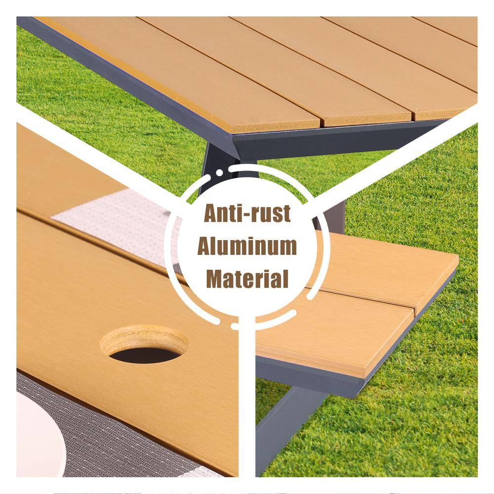 None 78 in. Brown Rectangle Picnic Table