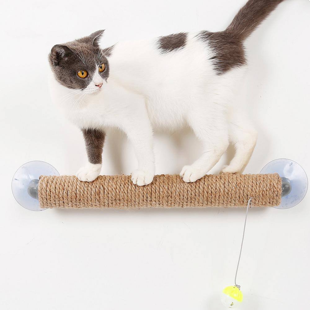 Pet Life Stick N' Claw' Sisal Rope and Toy Suction Cup Stick Shaped Cat Scratcher