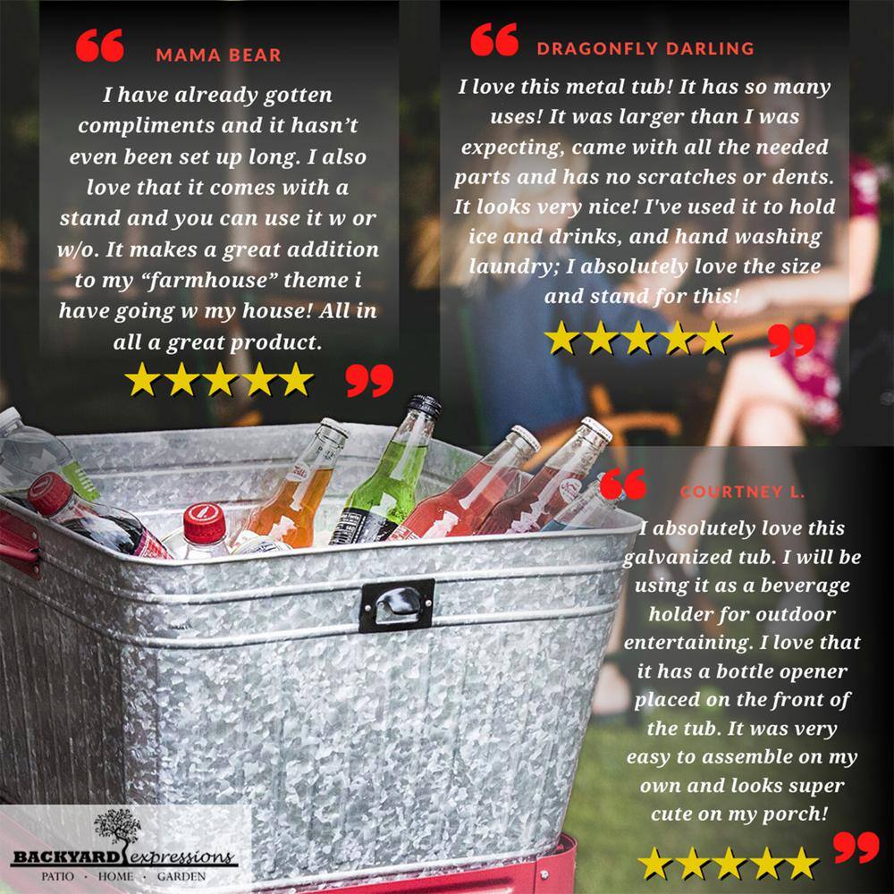 BACKYARD EXPRESSIONS PATIOÂ Â·Â HOMEÂ Â·Â GARDEN 17 Gallon Galvanized Metal Beverage Tub w/Stand