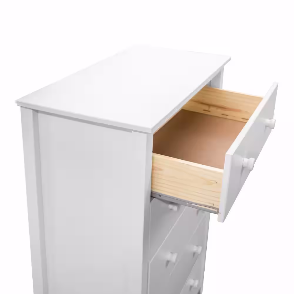 Adeptus Easy Pieces 5-Drawer Solid Wood Chest of Drawers White 47.91 in. H x 30 in. W x 14.56 in. L