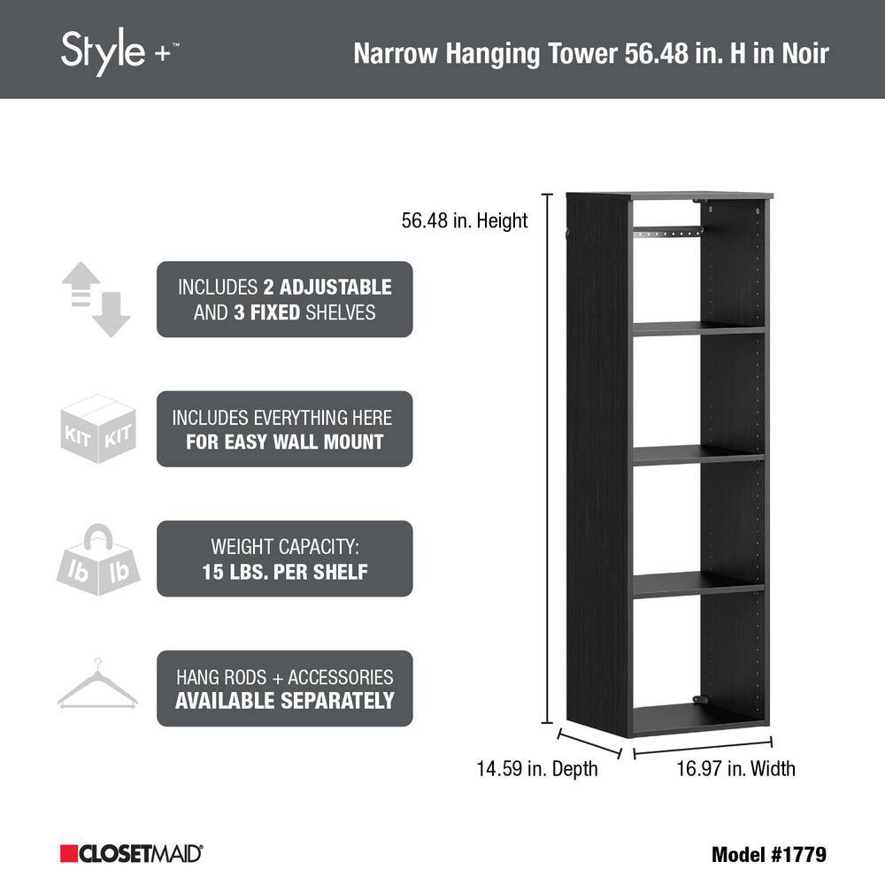 ClosetMaid Style+ 17 in. W Noir Hanging Wood Closet Tower