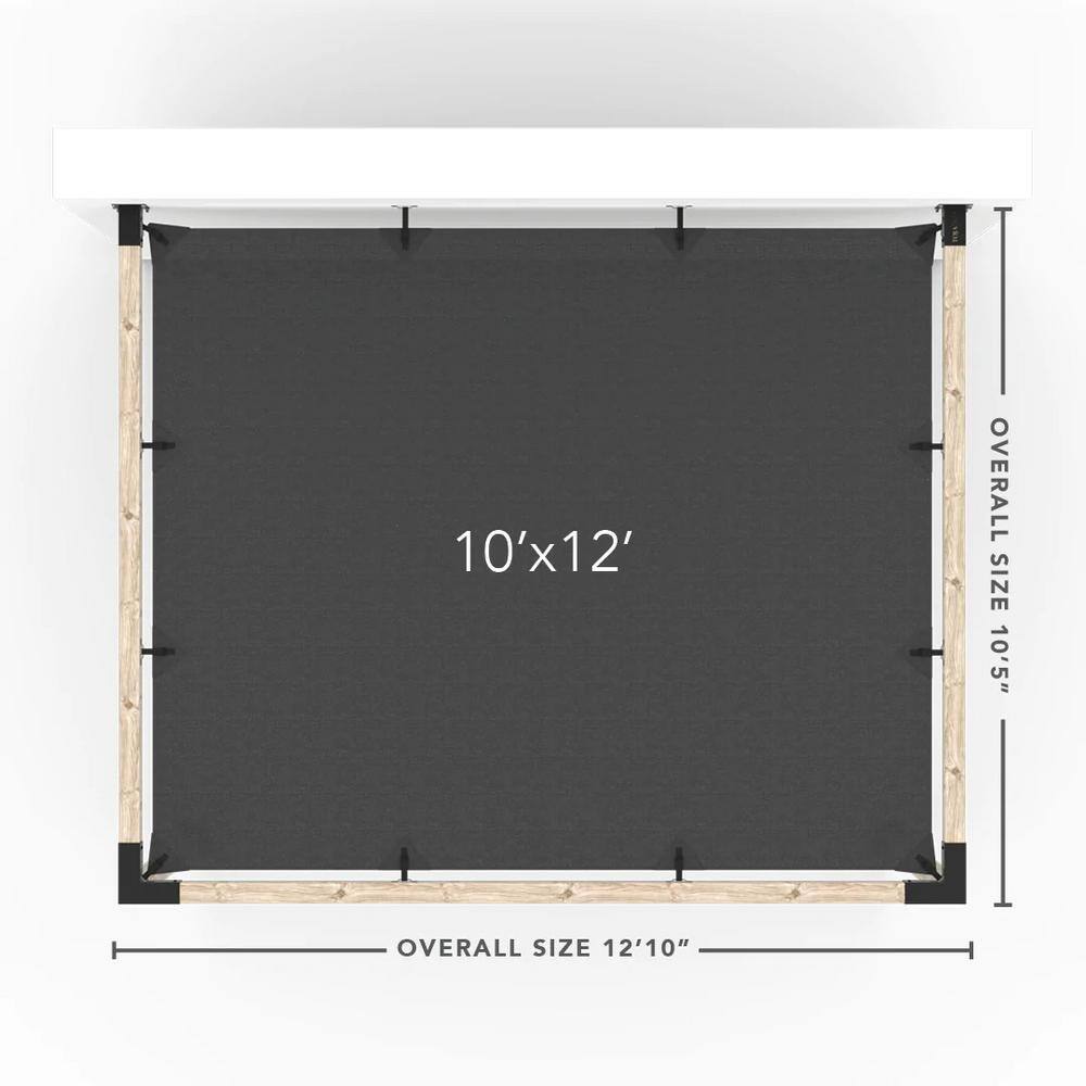TOJA GRID 10 ft. x 12 ft. Wood Wall Mount Pergola Kit with Denim Shade Sail, for 4x4 Wood