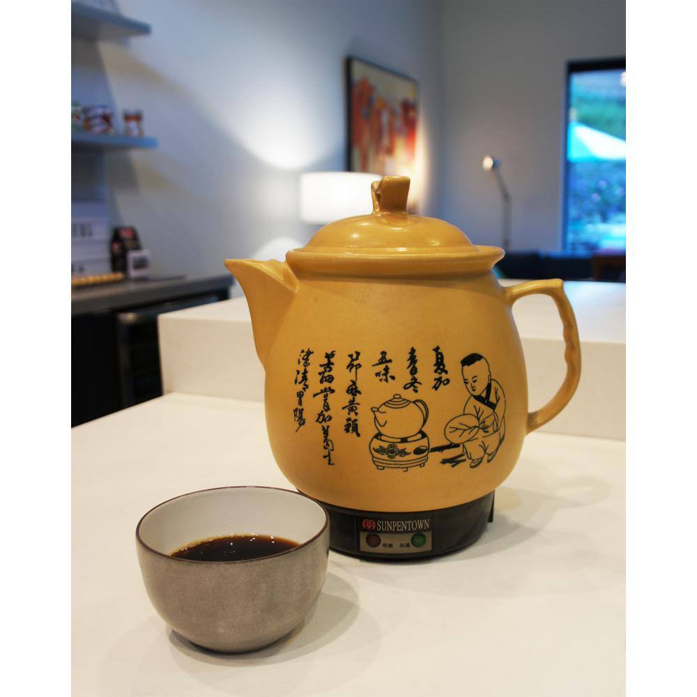 SPT 16-Cup Light Brown Ceramic Electric Kettle with Keep Warm Setting