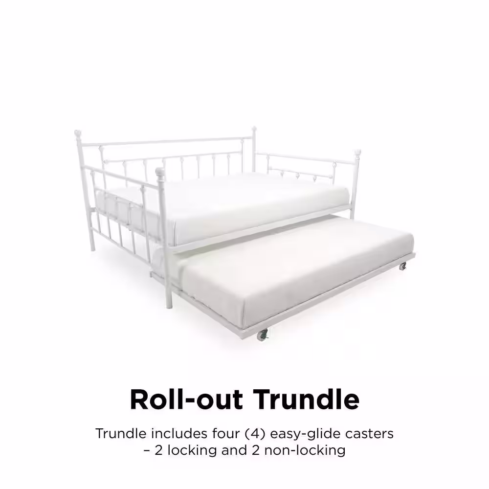 DHP Mia Queen Daybed and Full Trundle Set, White