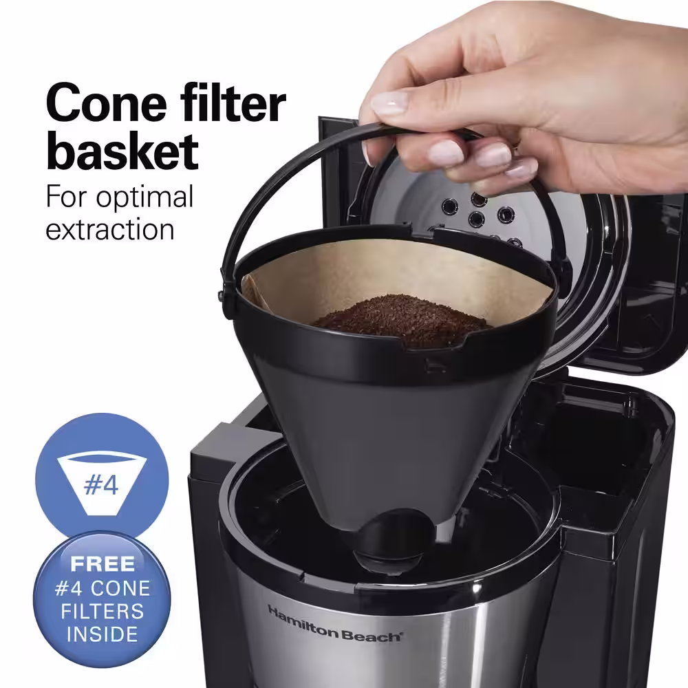 Hamilton Beach 10-Cup Stainless Steel Programmable Drip Coffee Maker with Thermal Carafe