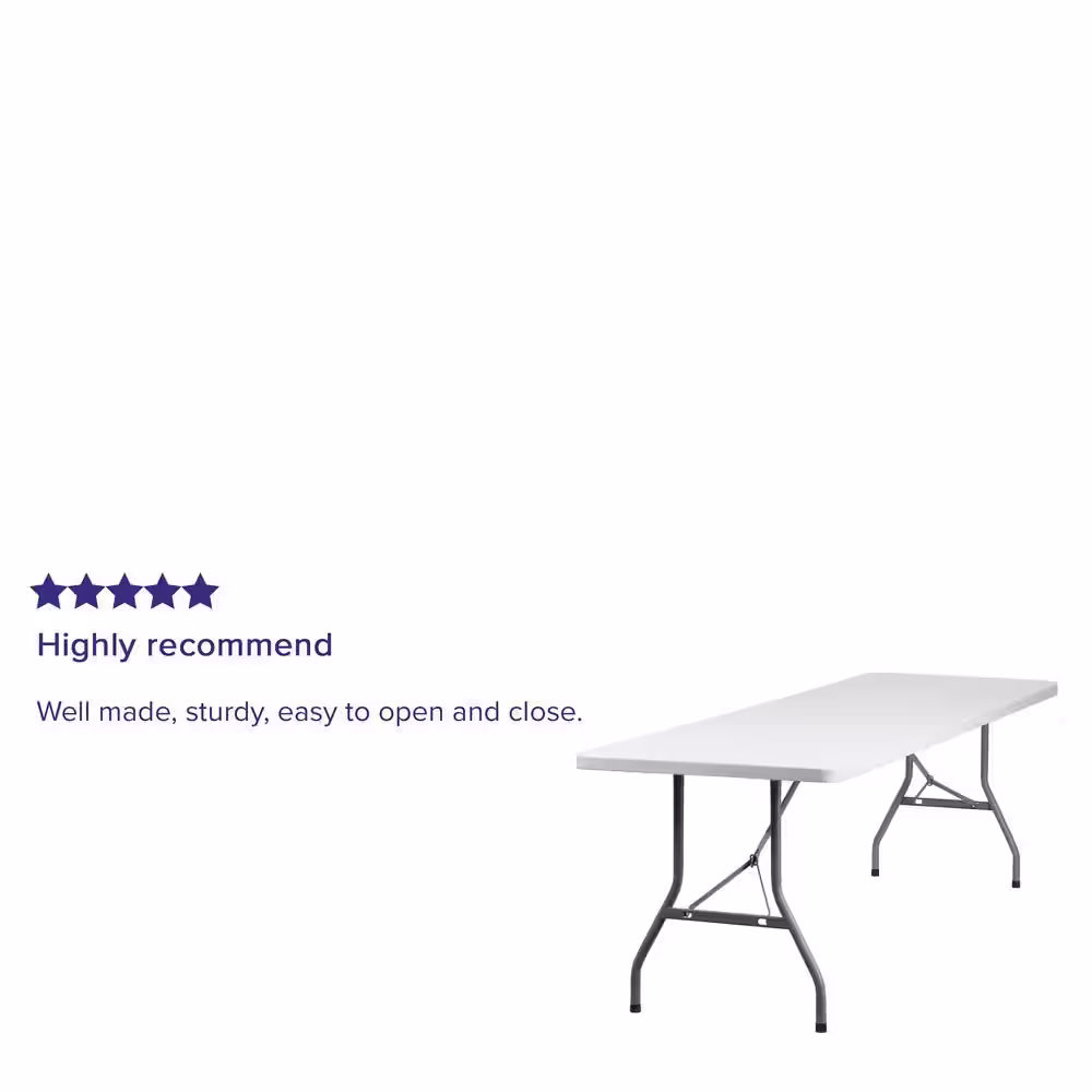 None 96 in. Granite White Plastic Tabletop Metal Frame Folding Table