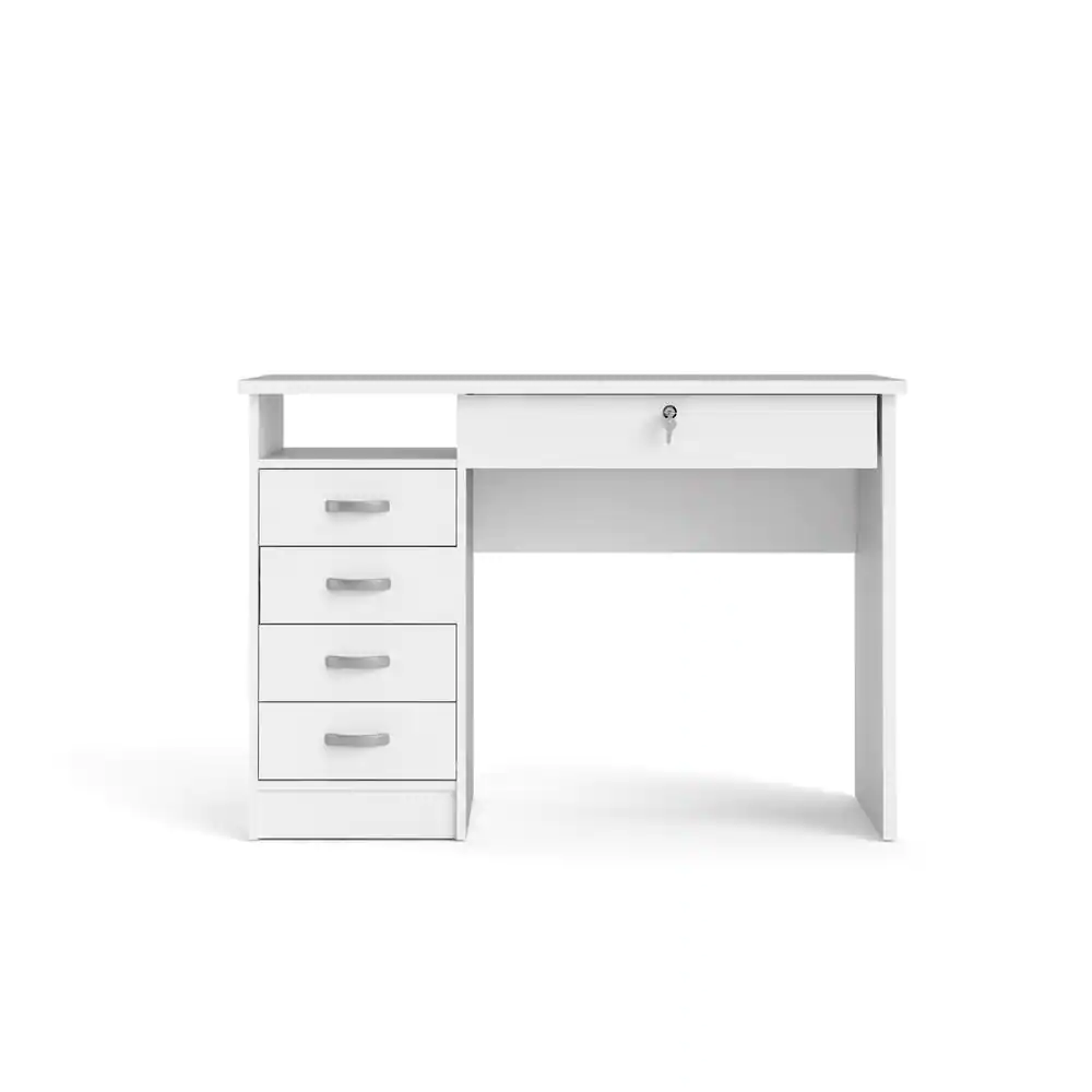 Tvilum 43 in. Rectangular White 5 Drawer Writing Desk with Locking Feature