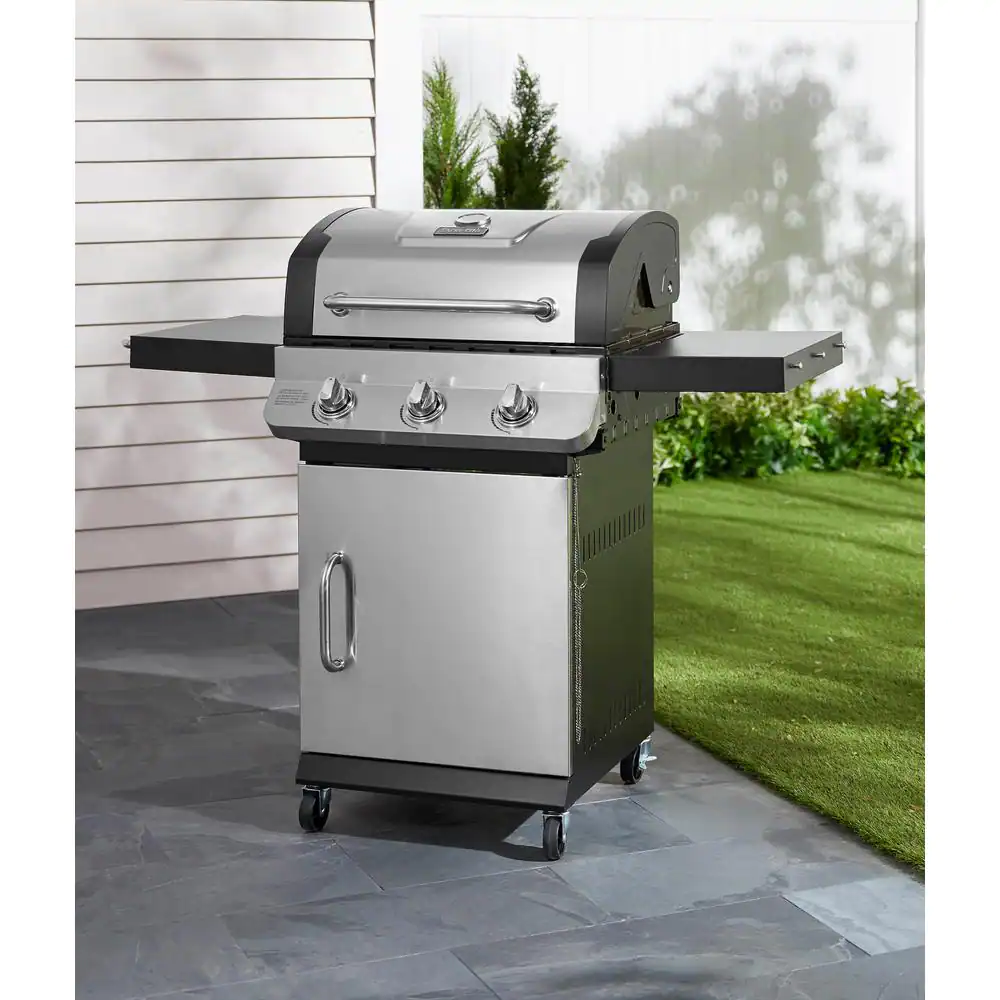Dyna-Glo Premier 3-Burner Natural Gas Grill in Stainless Steel with Folding Side Tables