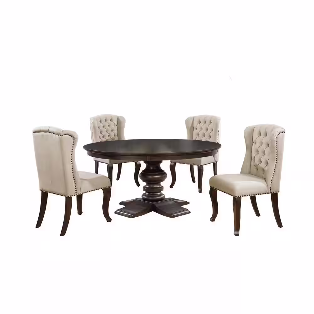 None Julian 5-piece Dining Set Beige Solid Wood.