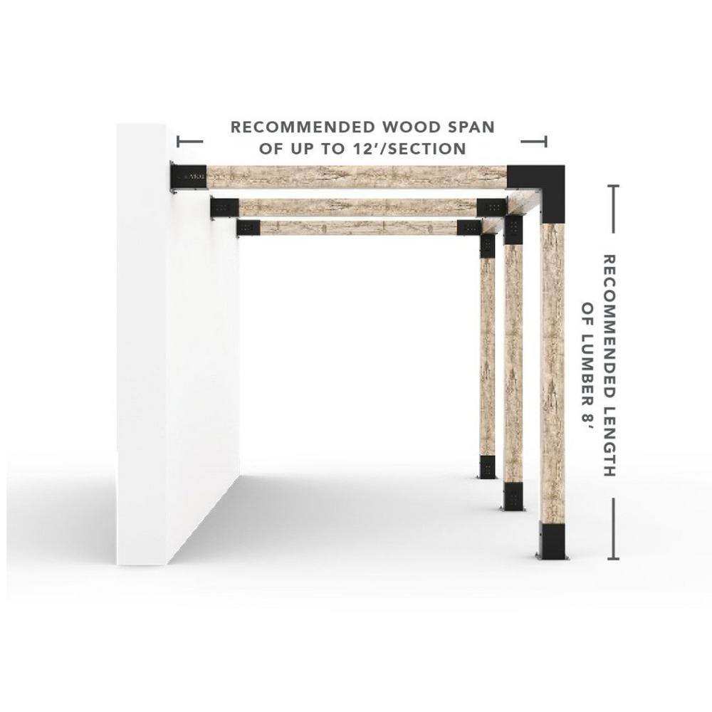 TOJA GRID Any Size Double Wall Mount Pergola Kit, for 6x6 Wood