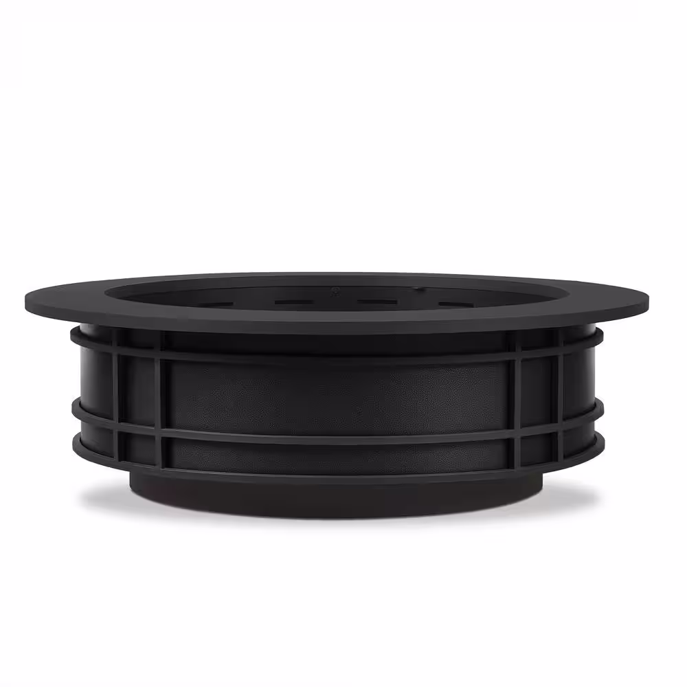 Real Flame Leonard 41 in. W x 13 in. H Round Outdoor Powder Coated Steel Wood Burning Fire Pit in Gray with Protective Cover