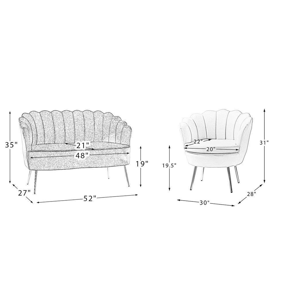 JAYDEN CREATION Yeran 52 in. 3 Piece Green Living Room Set