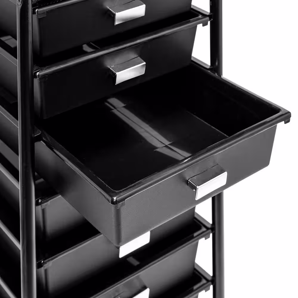Honey-Can-Do Steel and Plastic Rolling 10-Drawer Cart in Black