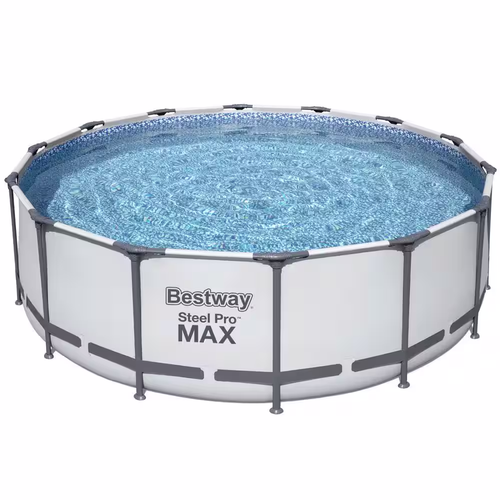 Bestway Steel Pro MAX 168 in. Round 48 in. D Above Ground Swimming Metal Frame Pool Set