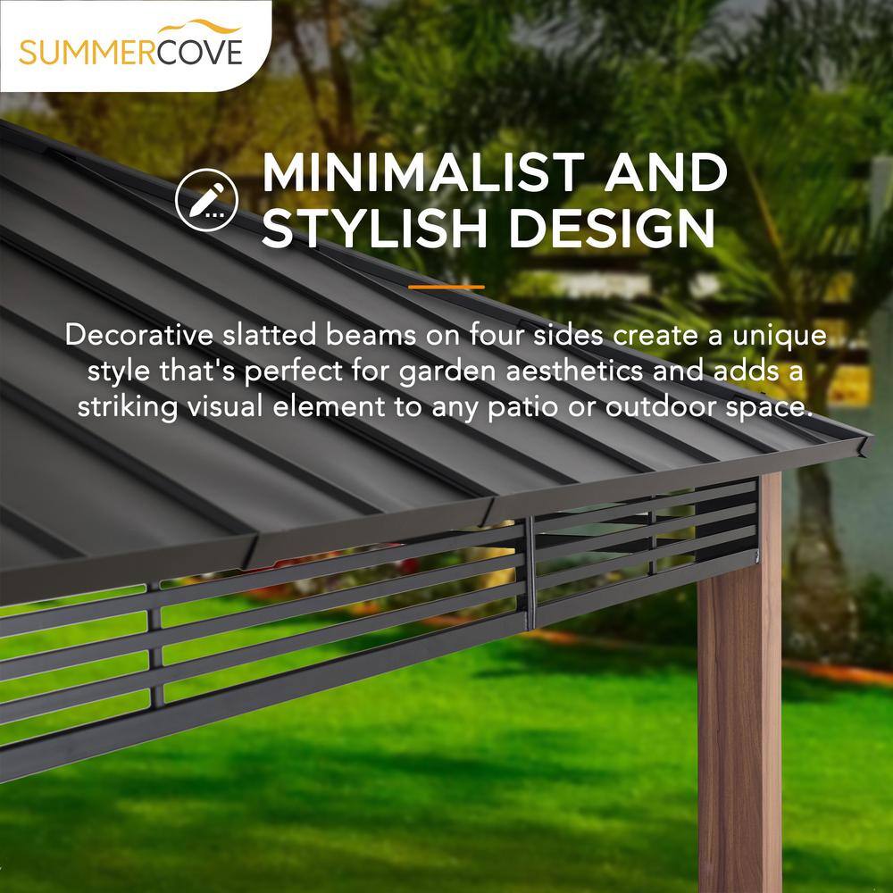 Sunjoy SummerCove Roberts 13 ft. x 15 ft. Black 2-Tier Hardtop Gazebo