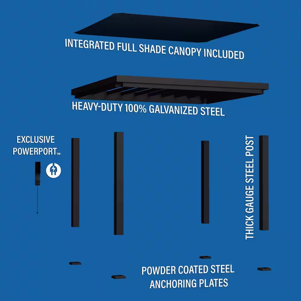 None Trenton 12 ft. x 10 ft. Black Steel Modern Pergola with Sail Shade Soft Canopy