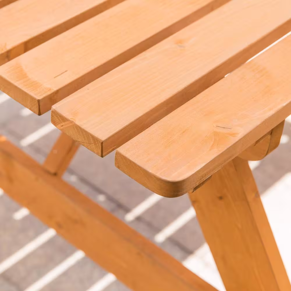GARDENISED Outdoor Wooden Patio Deck Garden 6-Person Picnic Table, for Backyard, Garden, Stained