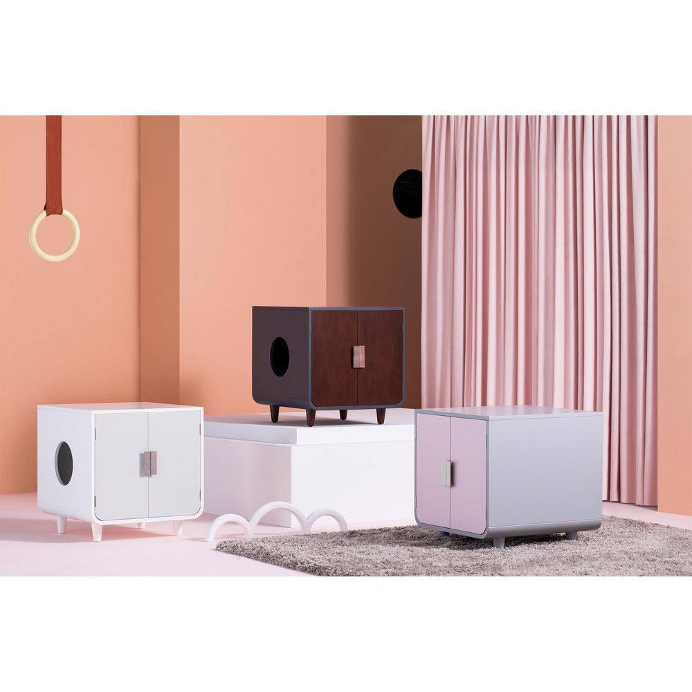 TEAMSON PETS Dyad Alpine White Wooden Cat Litter Box