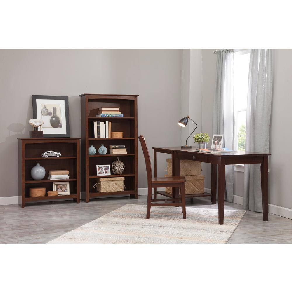 International Concepts 36 in. Espresso Wood 3-shelf Standard Bookcase with Adjstable Shelves
