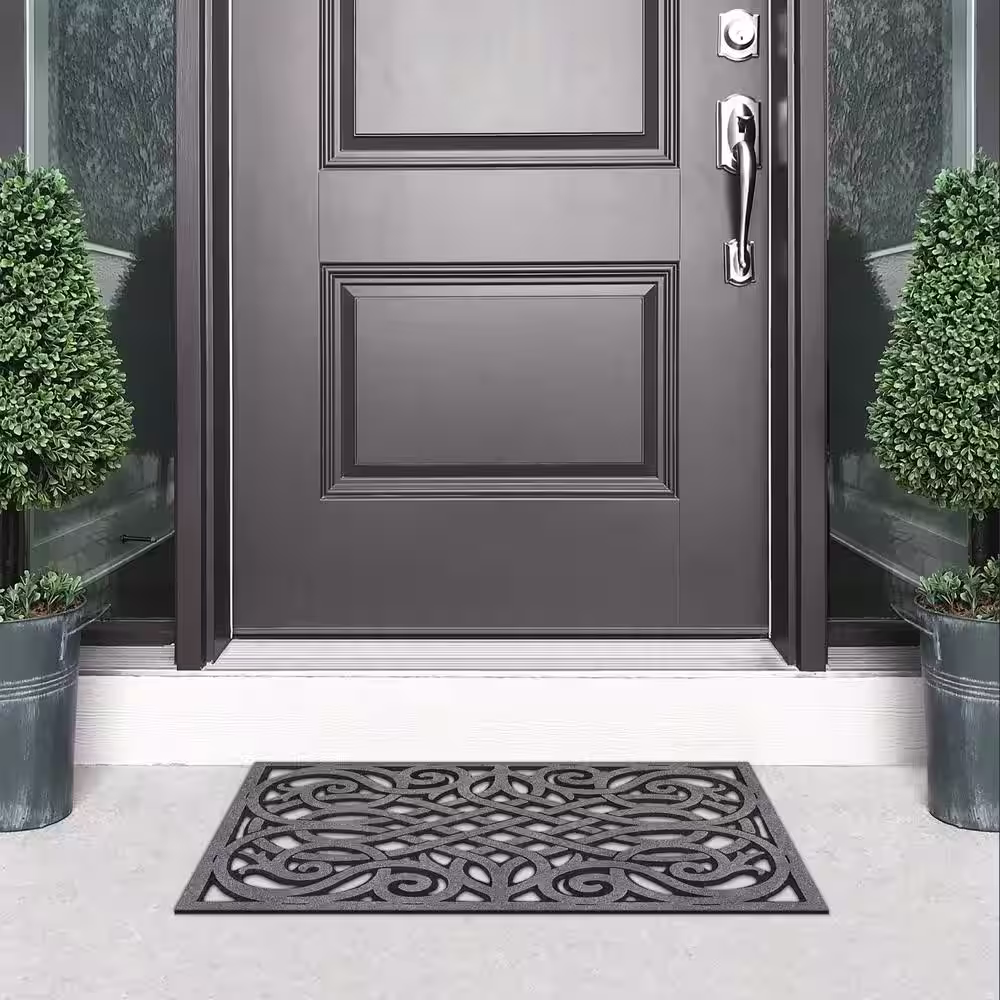 StyleWell Wrought Iron Grey 18 in. x 30 in. Door Mat