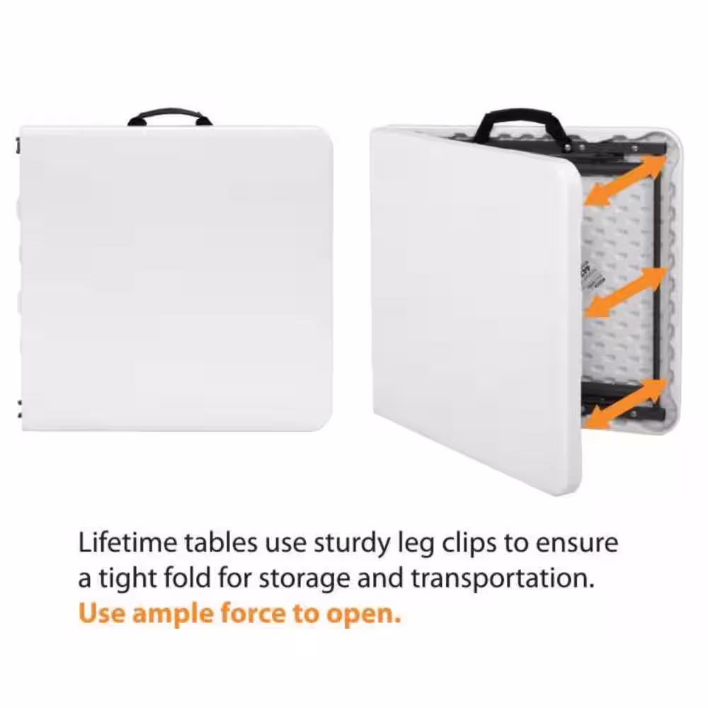 Lifetime 4 ft. One Hand Adjustable Height Fold-in-Half Table Almond