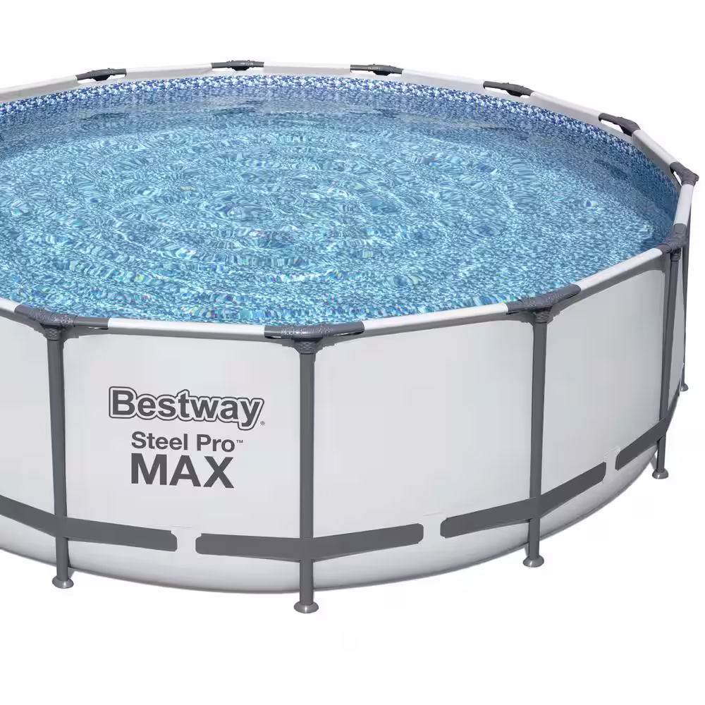 Bestway Steel Pro MAX 168 in. Round 48 in. D Above Ground Swimming Metal Frame Pool Set