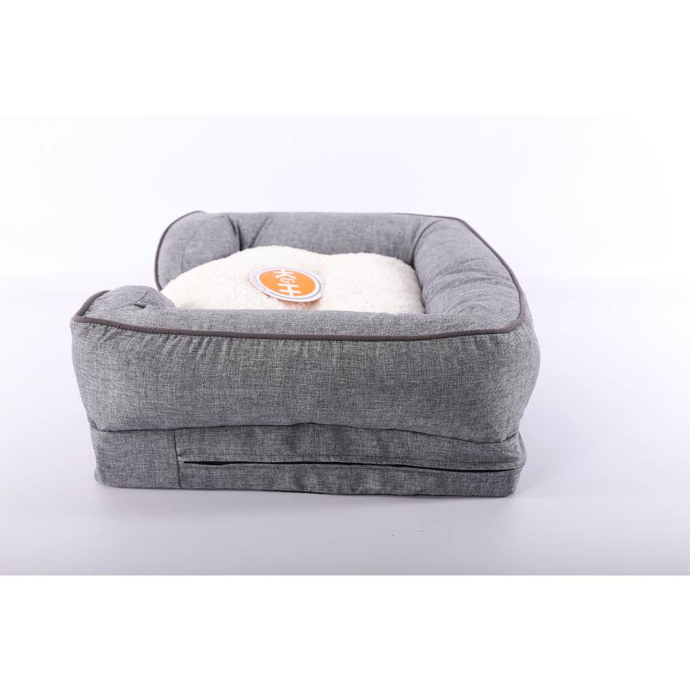 K and H Pet Products Pillow-Top Orthopedic Lounger Large Classy Gray Ultra-Fleece-Polyester Pet Bed