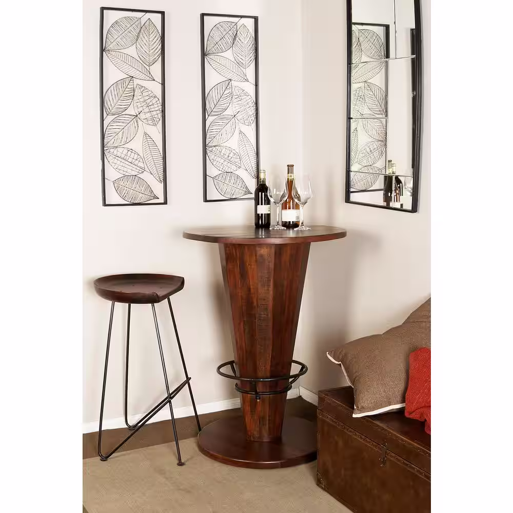 Litton Lane Brown Bar Height Dining Table with Foot Rest