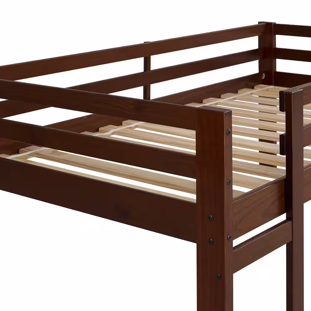 Walker Edison Furniture Company Transitional Solid Wood Triple Low Bunk Bed - Walnut