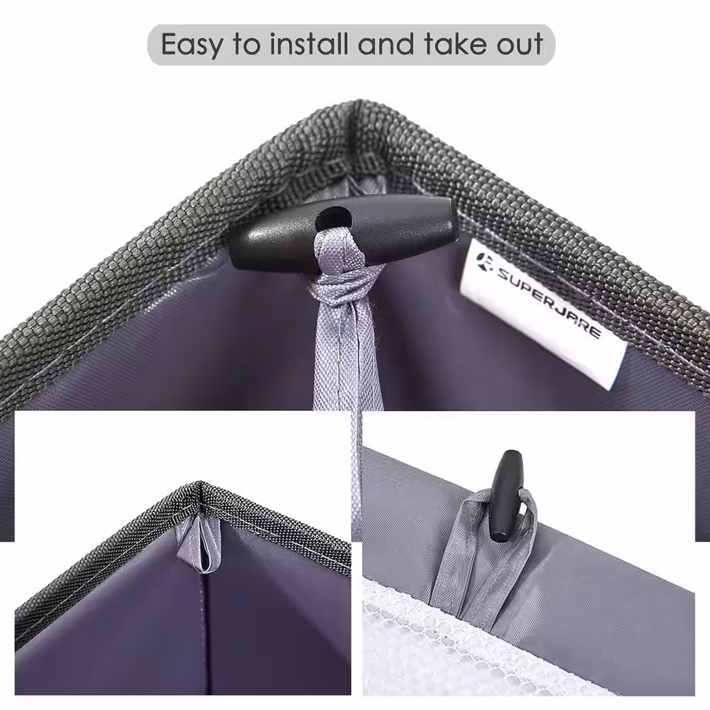 None 150L Fabric Laundry Basket Hamper with Removable Liner Bags Dark Gray