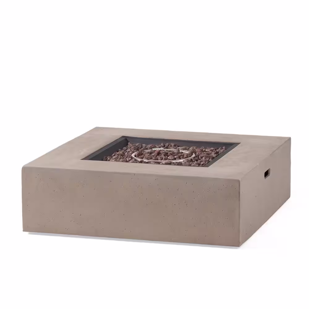 Noble House Mayfair Light Gray Square Stone Fire Pit (No Tank Holder)