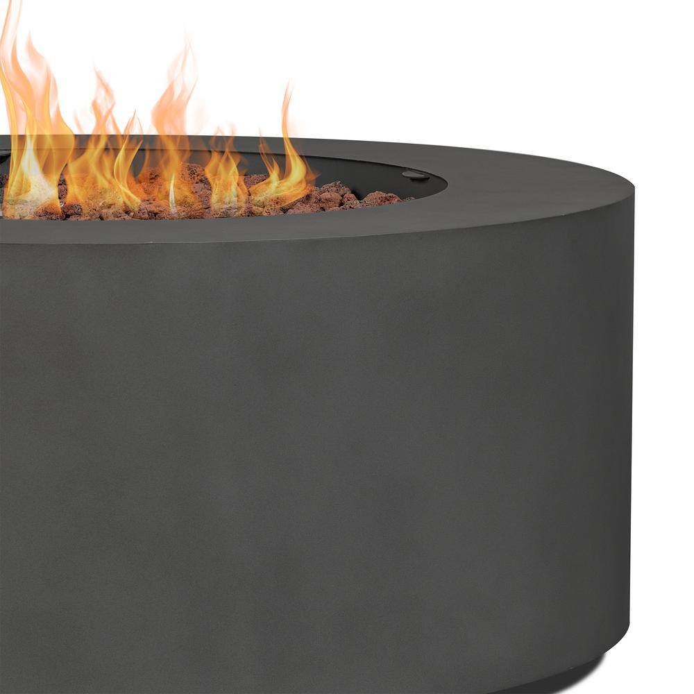 Real Flame Aegean 36 in. W X 15 in. H Round Powder Coated Steel Liquid Propane Fire Pit in Weathered Slate with NG Conversion Kit