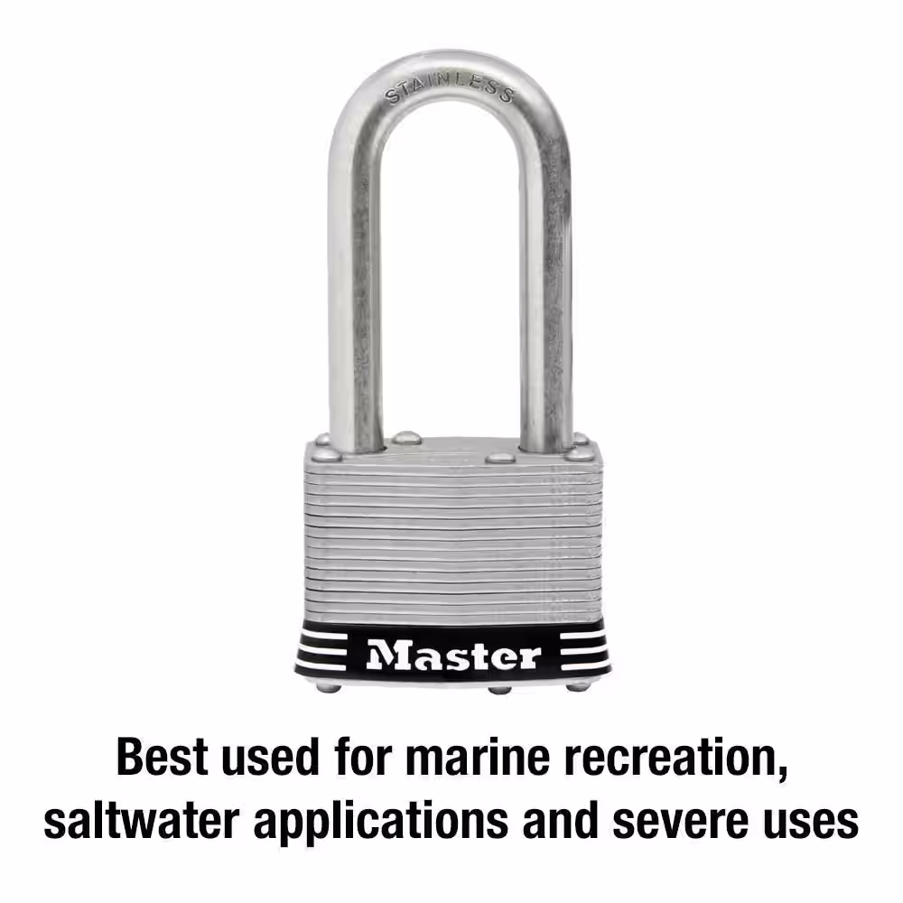 Master Lock Stainless Steel Outdoor Padlock with Key, 1-3/4 in. Wide, 2 in. Shackle, 4 Pack
