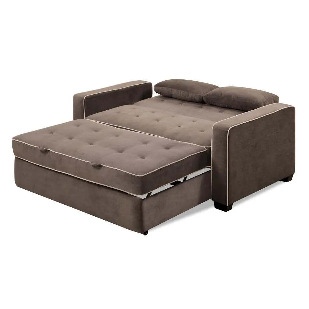 Serta Augustus 37.6 in. Java Polyester 3-Seater Convertible Tuxedo Sofa with Square Arms