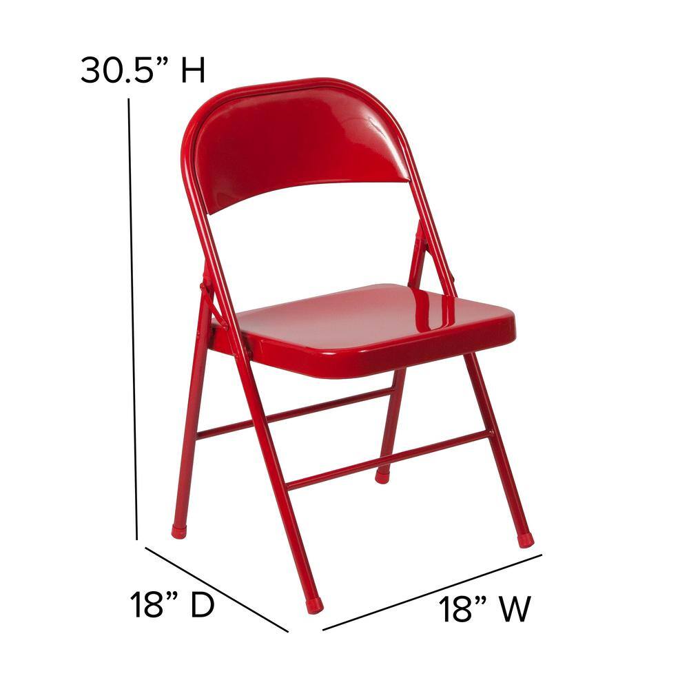 Carnegy Avenue Red Metal Folding Chair (4-Pack)