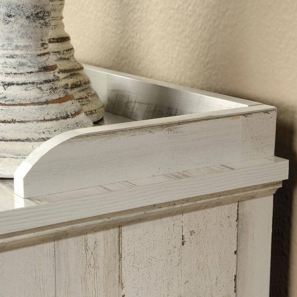 SAUDER 47.5 in. White Plank Faux Wood 11-shelf Standard Bookcase with Cubes