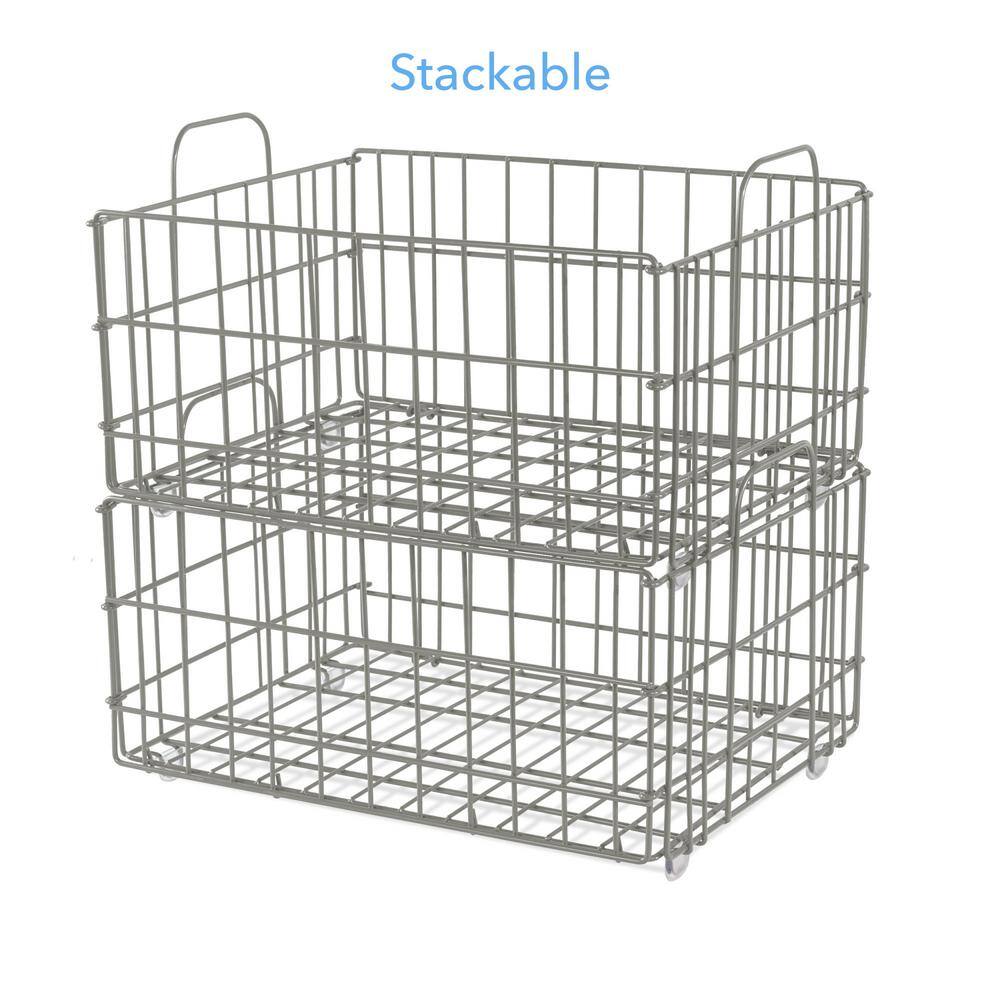 Amucolo 8.87 in. H x 16.42 in. W Gray Wire Basket